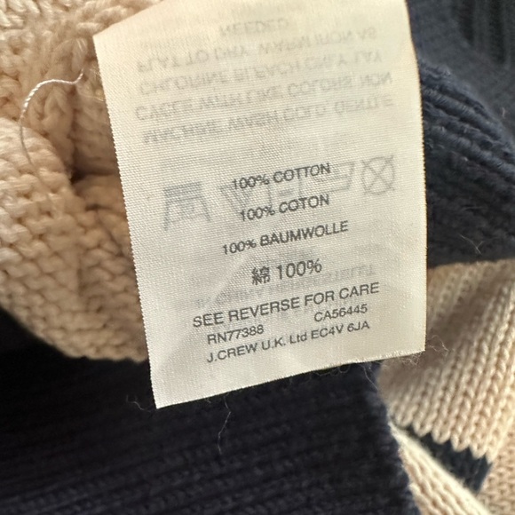 J. Crew Navy & Cream Striped Short-Sleeve Crew Sweater Size Small 100 Cotton - Picture 3 of 7
